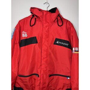 Ponant Antarctica Parka Jacket Men Red Patches Hood Large